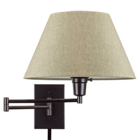 Kira Home Cambridge black swing arm wall lamp with fabric shade